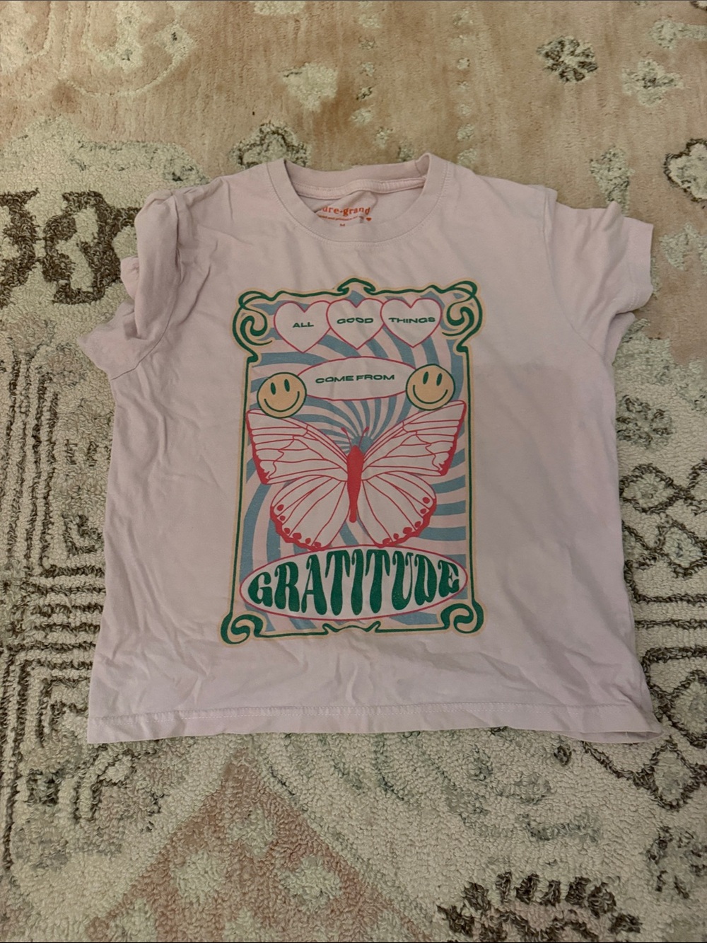 Girls' Pink 'Gratitude' Graphic Short Sleeve Tee